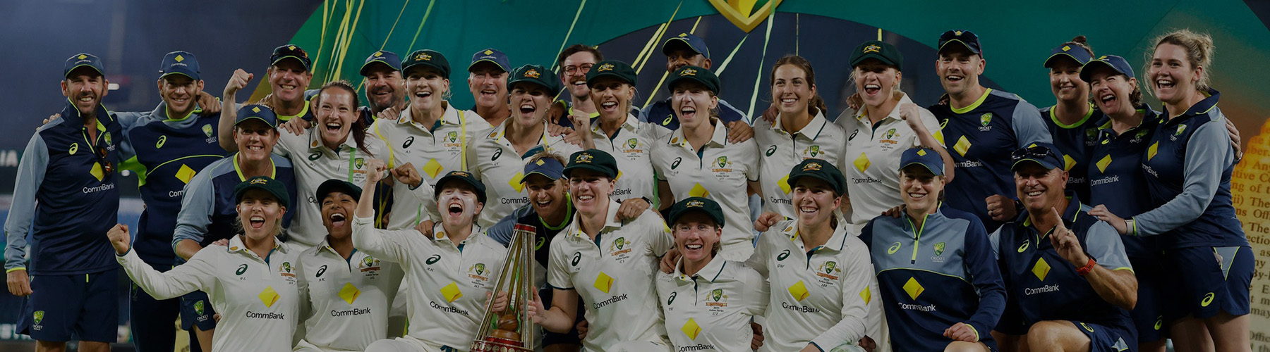 The Austalian Womens Cricket Team celebrates winning the Ashes