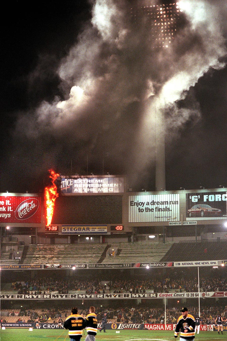 MCG scoreboard fire