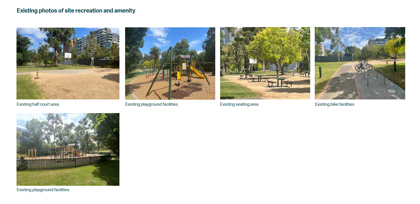 Yarra Park Master Plan existing amenity