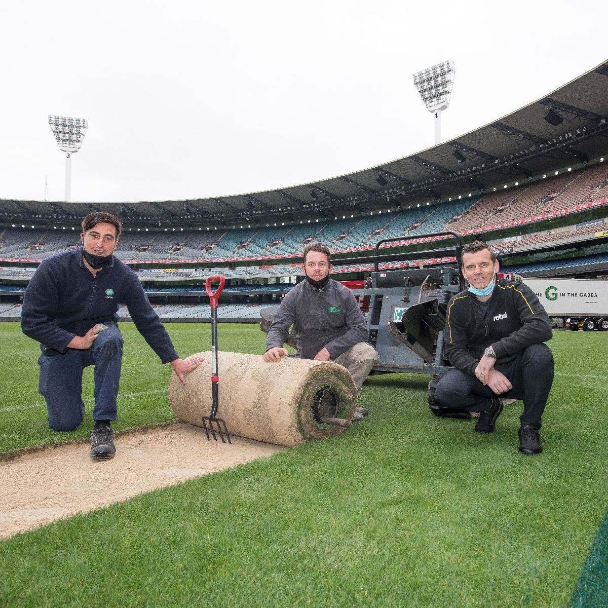 Turf being transported from the MCG