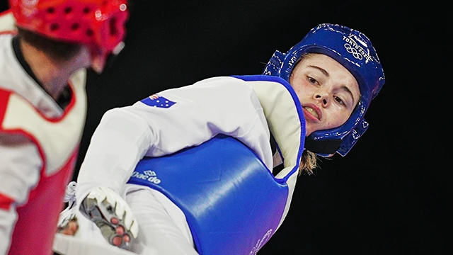 Reba Stewart during Taekwondo at the Tokyo Olympics