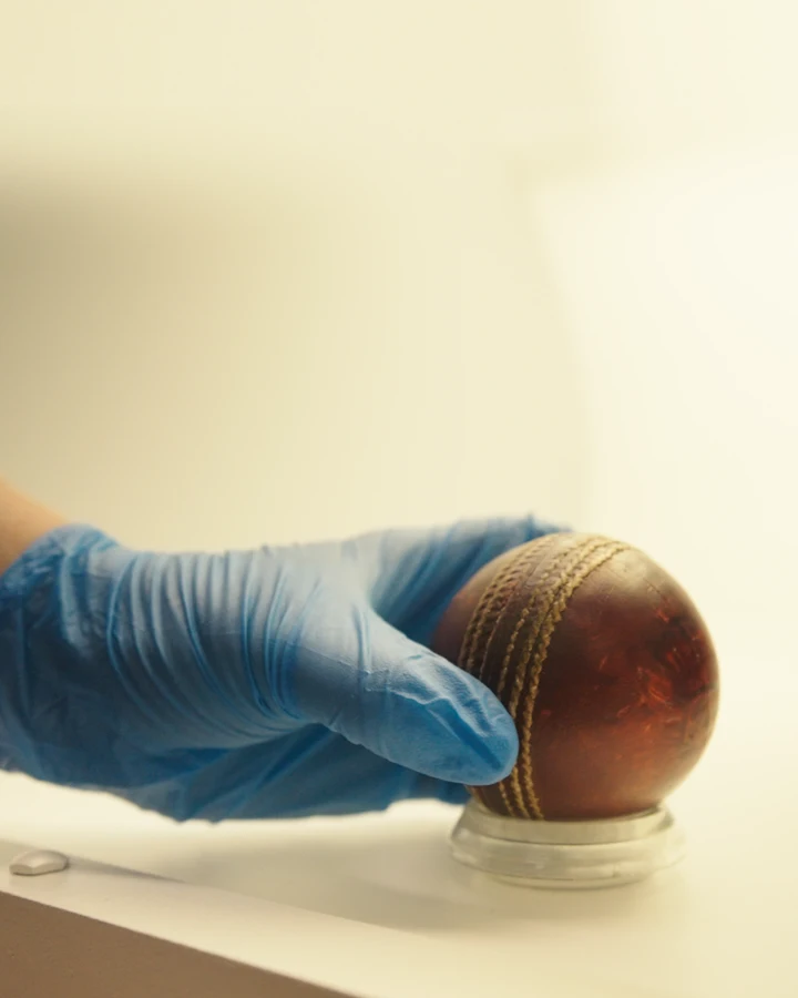 Displaying the Gatting cricket ball