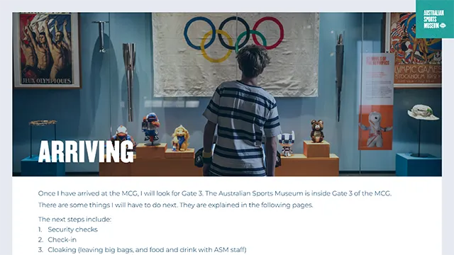 Snippet from a visual story inside the Australian Sports Museum.