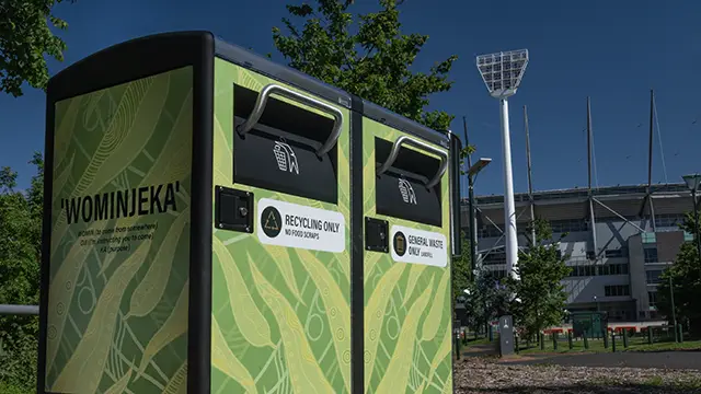 Solar bins outside the Melbourne Cricket Ground