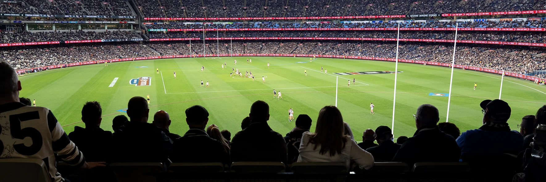 Crowd watches AFL match under lights