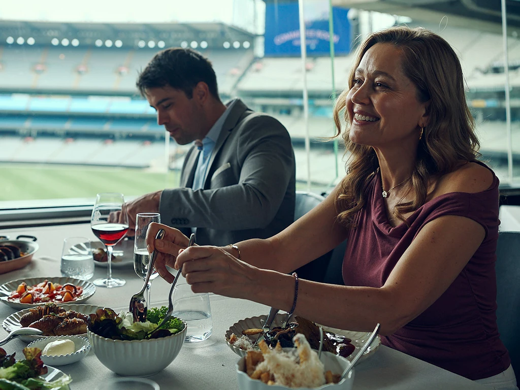 Formal dining with view inside the MCG