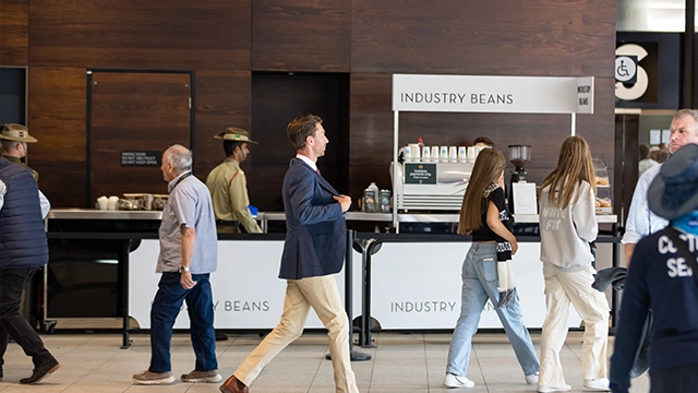 An Industry Beans coffee cart at the MCG