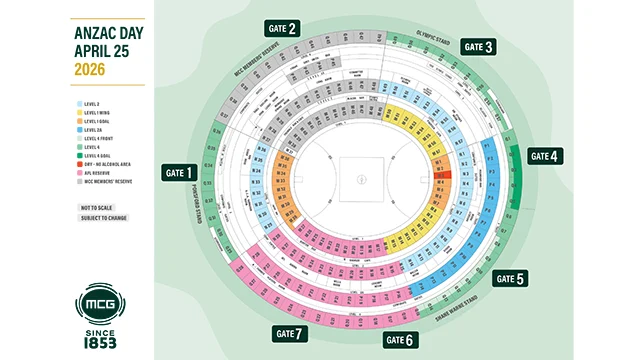 Colour coded MCG seating bowl