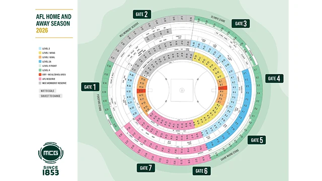 Colour coded MCG seating bowl