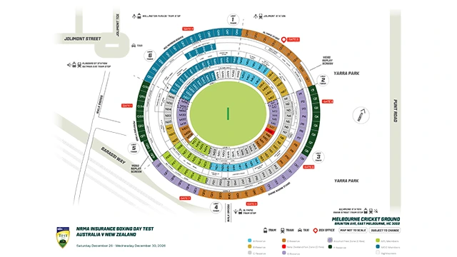 Colour-coded MCG stadium map