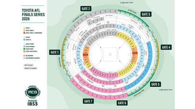 Colour coded MCG seating bowl