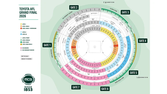 Colour coded MCG seating bowl