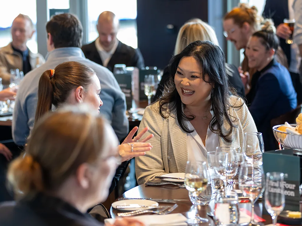 Guests chatting in a function room