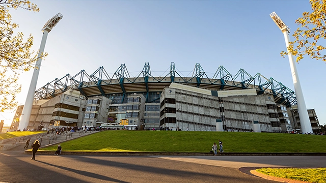 An external view of the Punt Road end of the MCG An external view of the Punt Road end of the MCG