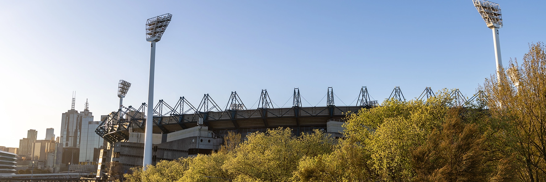 A view of the MCG from Melbourne Arena Footbridge A view of the MCG from Melbourne Arena Footbridge