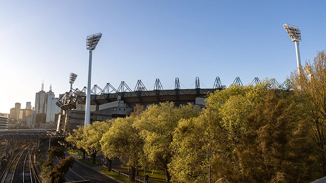 A view of the MCG from Melbourne Arena Footbridge