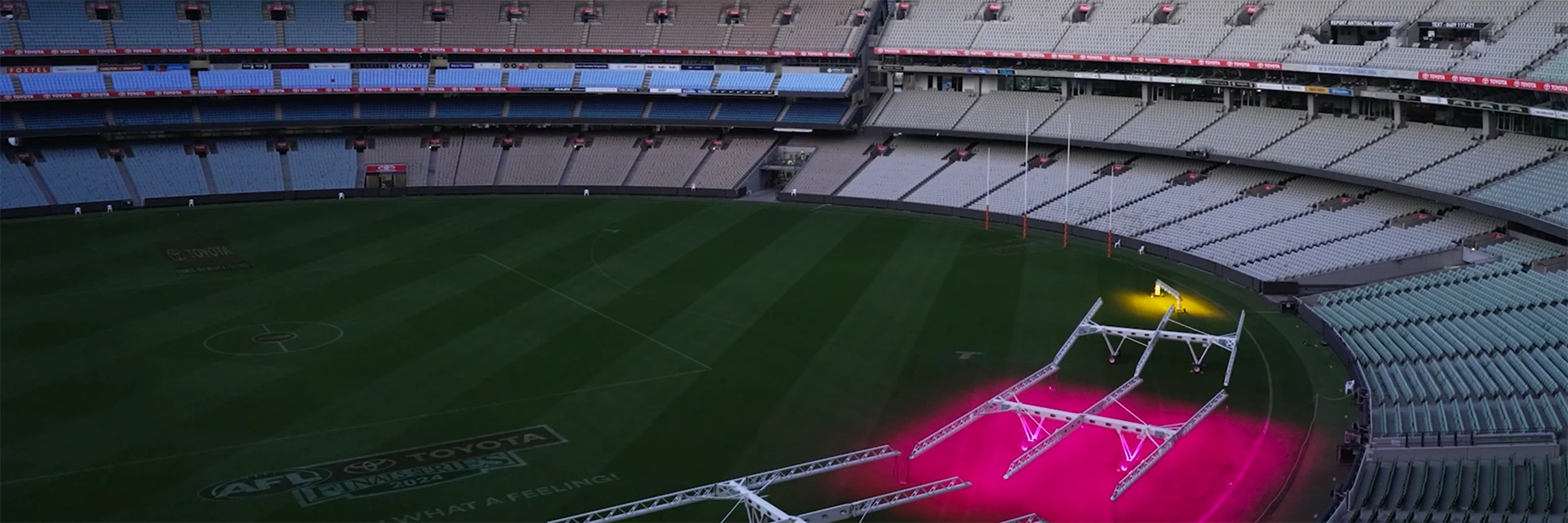 MCG arena in shade with pink grow lights